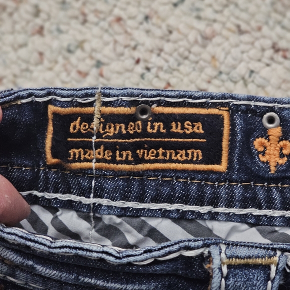 Rock Revival Dark Blue Distressed Skinny Jeans - Picture 10 of 12